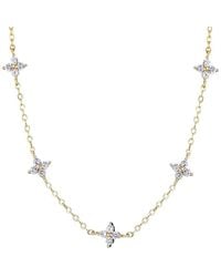 Adornia - 14K Plated Cz Flower Station Necklace - Lyst