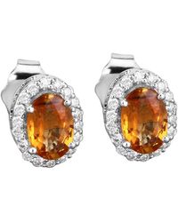 Diana M. Jewels - Fine Jewelry 14k 1.66 Ct. Tw. Diamond & Orange Sapphire Studs - Lyst