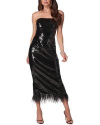 Bebe - Feather Sequin Midi Dress - Lyst