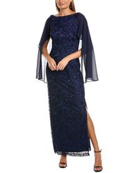 js collections illusion embroidered capelet gown