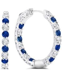 MaxColor - 4.00 Ct. Tw. Lab-Grown Sapphire Hoop Earrings - Lyst
