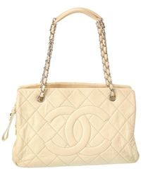 CHANEL - Neutral Quilted Leather Coco Mark Tote (Authentic Pre-Loved) - Lyst