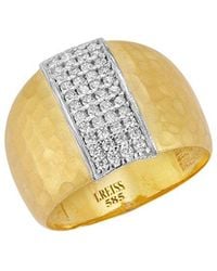 Reiss - 14k 0.33 Ct. Tw. Diamond Hammered Dome Ring - Lyst