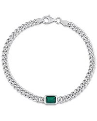 Rina Limor - Silver 0.90 Ct. Tw. Emerald Curb Link Bracelet - Lyst