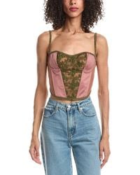 GUIZIO - Satin Lace Panel Bustier - Lyst