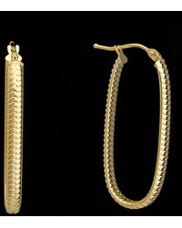 Italian Gold - 18k Textured Oval Hoops - Lyst