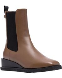 Ferragamo - Wedged Leather Bootie - Lyst