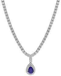 Rina Limor - 4.09 Ct. Tw. Lab-Grown And Sapphire Tennis Drop Necklace - Lyst