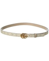 Gucci - Gg Marmont Thin Reversible Gg Supreme Canvas & Leather Belt - Lyst