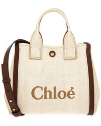 Chloé - Carry Small Canvas & Leather Tote - Lyst