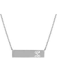 Jane Basch - Silver Script Initial Bar Pendant (a-z) - Lyst