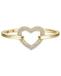 Rachel Glauber - 14k Plated Cz Heart Bangle Bracelet - Lyst