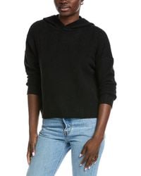 Autumn Cashmere - Cropped Pointelle Yoke Cashmere Hoodie - Lyst