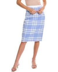 Oscar de la Renta - Large Check Wool-Blend Pencil Skirt - Lyst