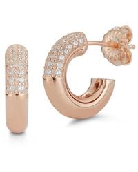 Glaze Jewelry - 14k Rose Gold Vermeil Cz Mini Hoop Earrings - Lyst