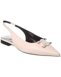 Celine - Alma Triomphe Leather Slingback Flat - Lyst