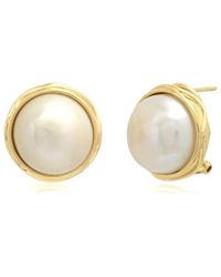 MaxColor - 14k 14x15mmmm Pearl Studs - Lyst