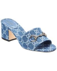 Gucci - Horsebit Gg Denim Sandal - Lyst