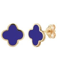 Italian Gold - 14K Lapis Clover Studs - Lyst