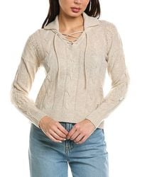 Brodie Cashmere - Cable Fringe Wool & Cashmere-Blend Polo Sweater - Lyst