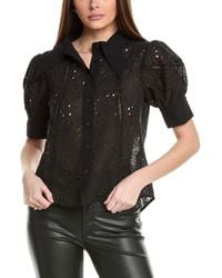 Gracia - Puff Sleeved Eyelet Top - Lyst