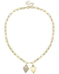Rachel Glauber - 14k Plated Cz Double Heart Necklace - Lyst