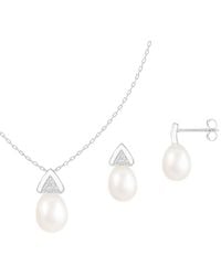 Splendid - 7.5-8Mm Pearl Cz Set - Lyst