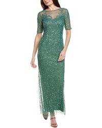 Adrianna Papell - Beaded Mesh Column Dress - Lyst
