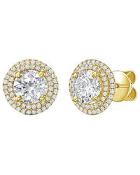 Diana M. Jewels - Diana M. 14K 4.00 Ct. Tw. Lab-Grown Diamond Halo Earrings - Lyst