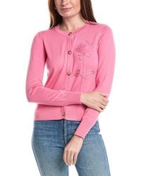 Tahari - Rose Applique Snap Front Cardigan - Lyst
