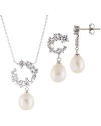 Splendid - Silver 7.5-9.5mm Cultured Freshwater Pearl Necklace & Earrings Set - Lyst