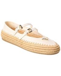 Prada Raffia Ballet Flats in Natural | Lyst UK