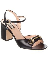 Gucci - Horsebit Mid-heel Leather Sandal - Lyst