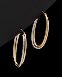 Italian Gold - 14k Two-tone Oval Hoops - Lyst
