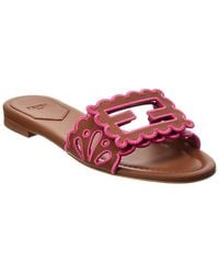 Fendi - Baguette Leather Flat Sandal - Lyst