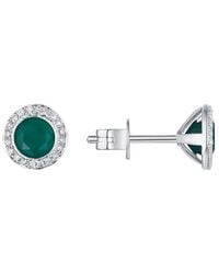 Diana M. Jewels - Fine Jewelry 14k 1.29 Ct. Tw. Diamond & Agate Circular Studs - Lyst