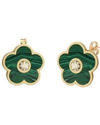 Gabi Rielle - 14K Over Malachite Cz Flower Earrings - Lyst