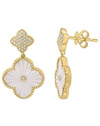 Effy Fine Jewelry - 14K 0.20 Ct. Tw. Diamond & 13.0Mm Pearl Earrings - Lyst