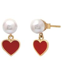 Gabi Rielle Gold Over Silver 3mm Pearl Earrings - Metallic