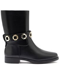 Larroude - Larroudé Milan Leather Flat Bootie - Lyst