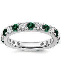 Lab Grown Gemstones - 14K 2.65 Ct. Tw. Lab-Grown Diamond & Lab-Grown Emerald Eternity Ring - Lyst