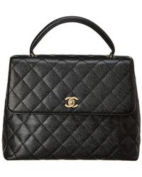 Chanel Black Quilted Caviar Leather Kelly Bag