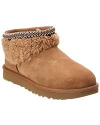 UGG - W Classic Ultra Mini Maxi Curly Suede & Sherpa Bootie - Lyst