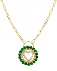 Gabi Rielle - Rise Above The Crowd Collection 14k Over Silver Cz Heart Paperclip Necklace - Lyst
