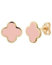 Italian Gold - 14K Light Agate Clover Earrings - Lyst
