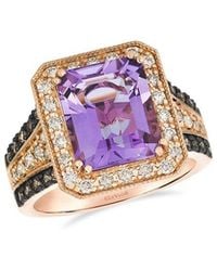 Le Vian - Semi Precious 14K Rose 4.78 Ct. Tw. Diamond & Amethyst Cocktail Ring - Lyst