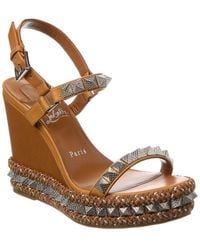 Christian Louboutin - Pyraclou 110 Leather Wedge Sandal - Lyst