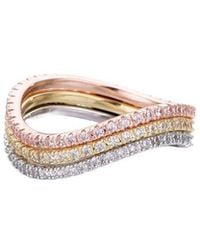 Adornia - 14K Plated Cz Tri-Color Curved Eternity Band Nesting Ring Set - Lyst