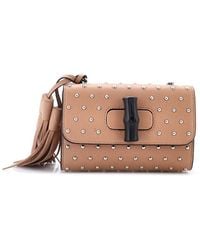 Gucci - Leather Miss Bamboo Shoulder Bag Studded Small (Authentic Pre- Loved) - Lyst