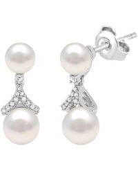 Pearls - Pearl & 6Mm Pearl Drop Earrings - Lyst